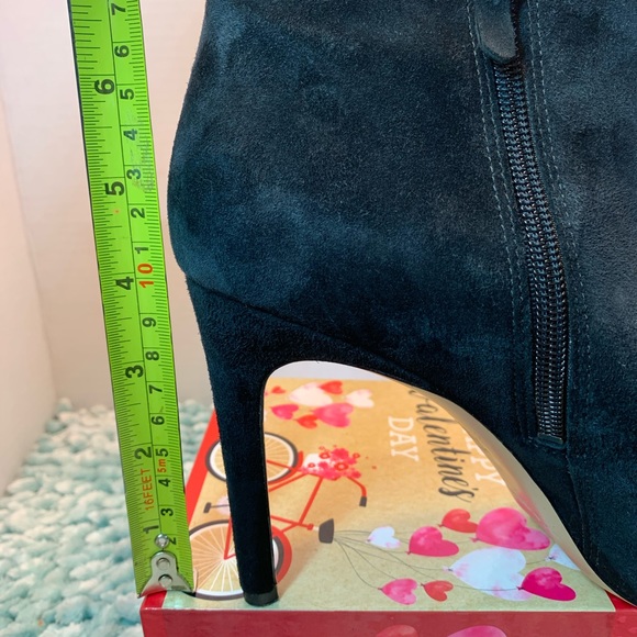 VIA SPIGA Ankle Boots Black Faux Suede Heels - Picture 5 of 8